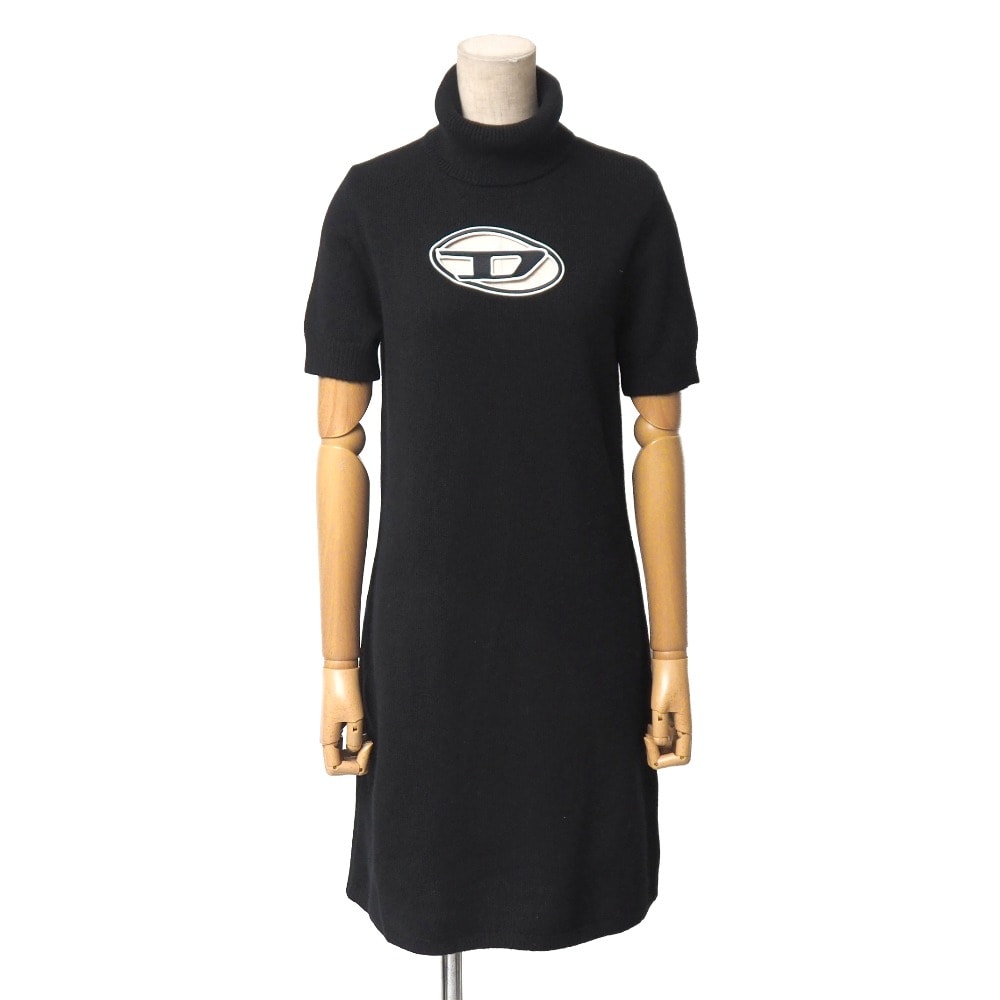DIESEL ディーゼル M-ARGARET-DRS ワンピース サイズM カシミヤ混 ニット ドレス オーバルDロゴ タートルネック 半袖 ブランド古着【中古】20251224/RA6970