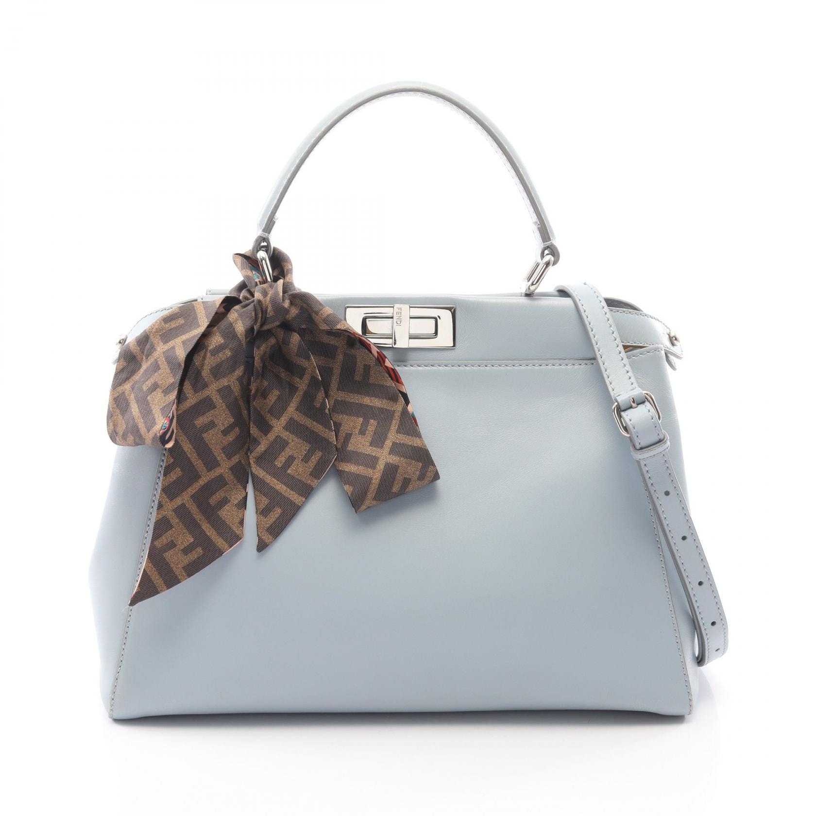 フェンディ FENDI ピーカブー レギュラー 2WAY ハンドバッグ バッグ レザー レディース ブルー系 【中古】