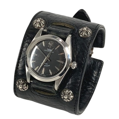 クロムハーツ CHROME HEARTS クロスボール ガンスリンガー 7964 TUDOR チューダー デカバラ 手巻き ウォッチ メンズウォッチ 腕時計 レザー ブラック
