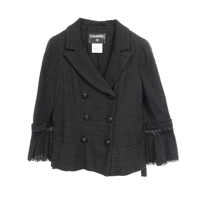 シャネル CHANEL ココマークボタン ツイード 衣料品 アウター ナイロン レディース ブラック系 P34949 【中古】