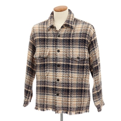 【中古】ビームスライツ BEAMS LIGHTS コットン チェック エクストラウーブン CPO ジャケット ブルゾン ブラウンxブラック【サイズM】【メンズ】