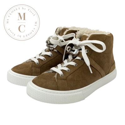 エルメス HERMES デイドリーム スニーカー 靴 シューズ スエード ムートン ブラウン シルバー ハイカットスニーカー ケリー金具