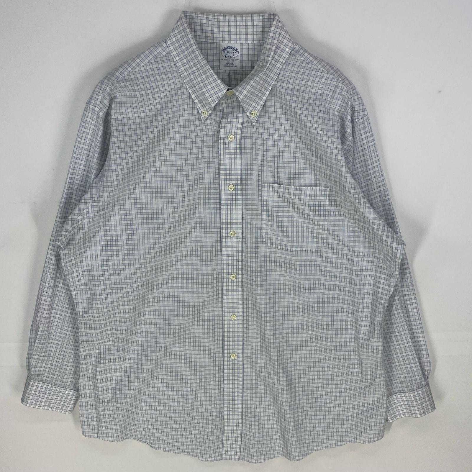 古着 ブルックスブラザーズ Brooks Brothers 長袖シャツ 胸ポケット ボタンダウン ロングスリーブ 17  ブルー系 チェック メンズ