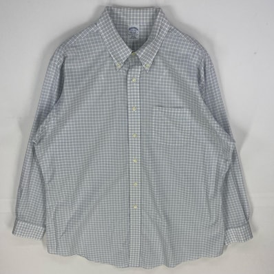古着 ブルックスブラザーズ Brooks Brothers 長袖シャツ 胸ポケット ボタンダウン ロングスリーブ 17 ブルー系 チェック メンズ
