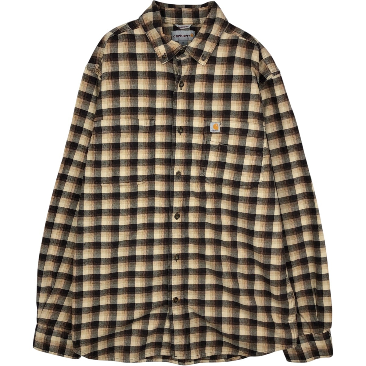 古着 カーハート Carhartt RELAXED FIT オンブレチェック 長袖 ボタンダウン フランネルチェックシャツ メンズM相当/eaa477803