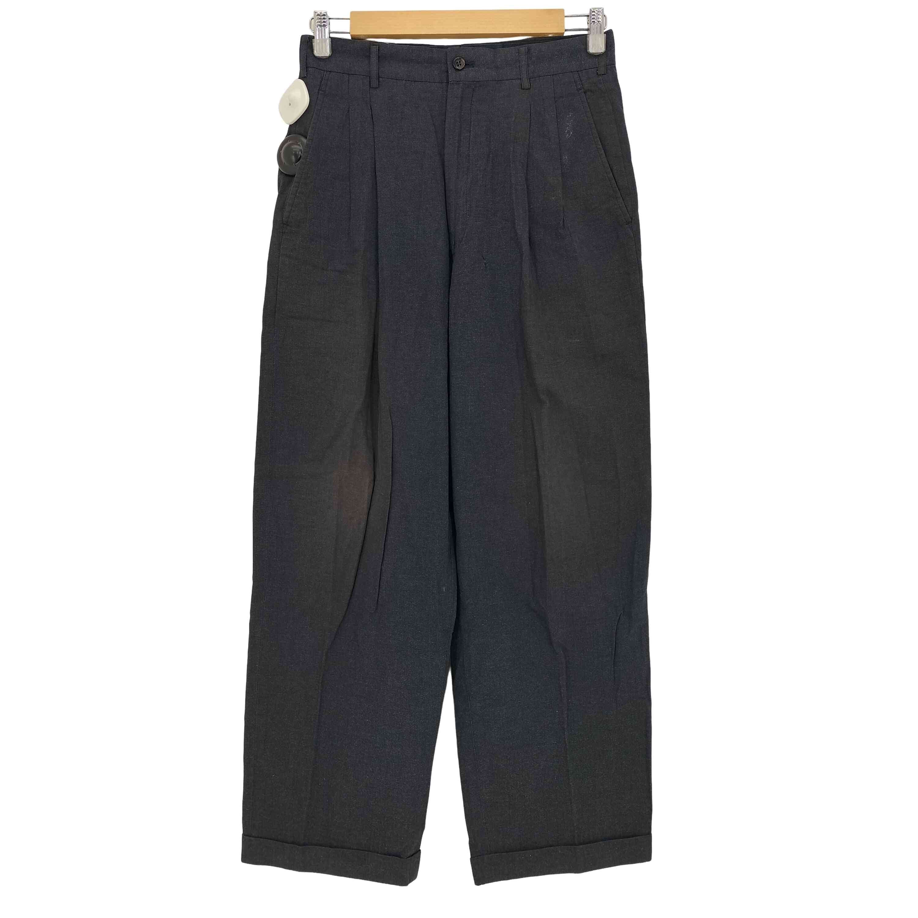 80s AD表記無 金文字タグ archive カスリ 2タック コットン センタープレス ワイド テーパード スラックス【1139810529926】