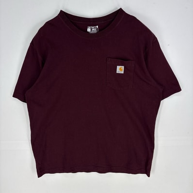 古着 カーハート Carhartt 半袖Tシャツ ワンポイント ロゴ ショートスリーブ クルーネック XL レッド系 メンズ