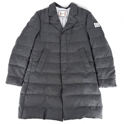 MONCLER モンクレール ダウンジャケット CHESTER アウター ストライプ 2サイズ グレー ナイロン メンズ 冬【中古品】
