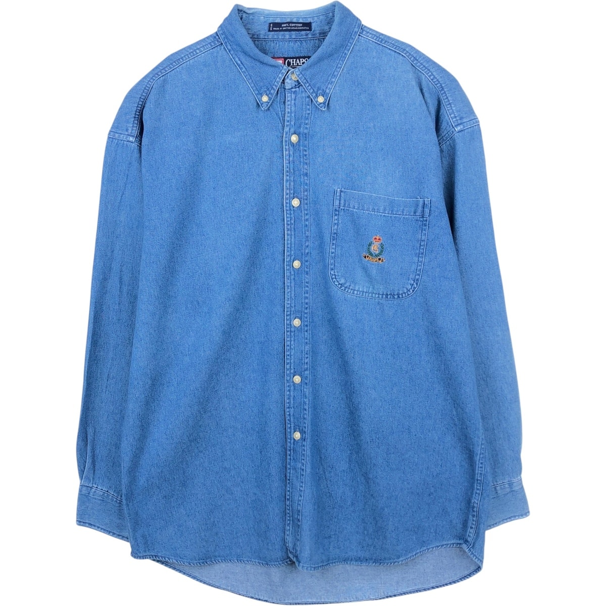 古着 ラルフローレン Ralph Lauren CHAPS チャップス 長袖 ボタンダウンデニムシャツ メンズL相当/eaa678285