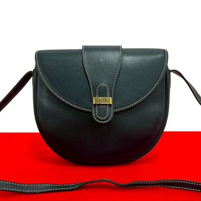 Christian Dior ディオール CD ロゴ 金具 レザー ショルダーバッグ ネイビー
26984