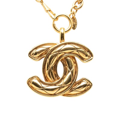 シャネル マトラッセ ココマーク ローグ チェーン ネックレス ゴールド メッキ レディース CHANEL 【中古】