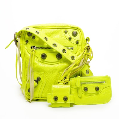 バレンシアガ BALENCIAGA ル カゴール ネオンイエロー ショルダーバッグ【中古】
