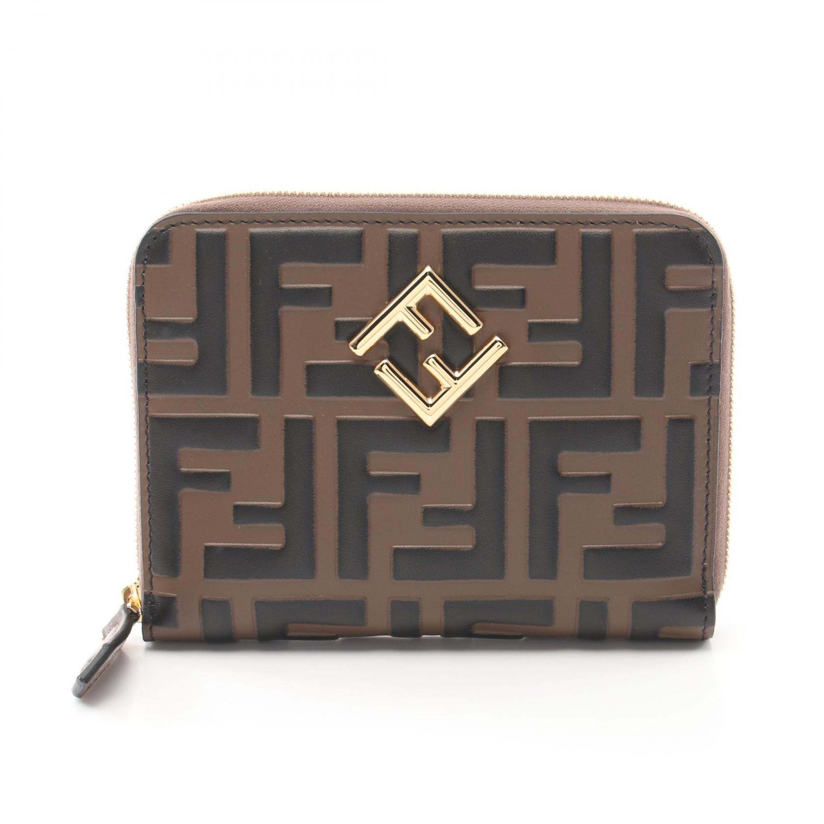 フェンディ FENDI FFダイヤモンド ラウンド財布 財布 レザー レディース ブラウン系 / ブラック系 8M0508ADYMF13VK 【新品】
