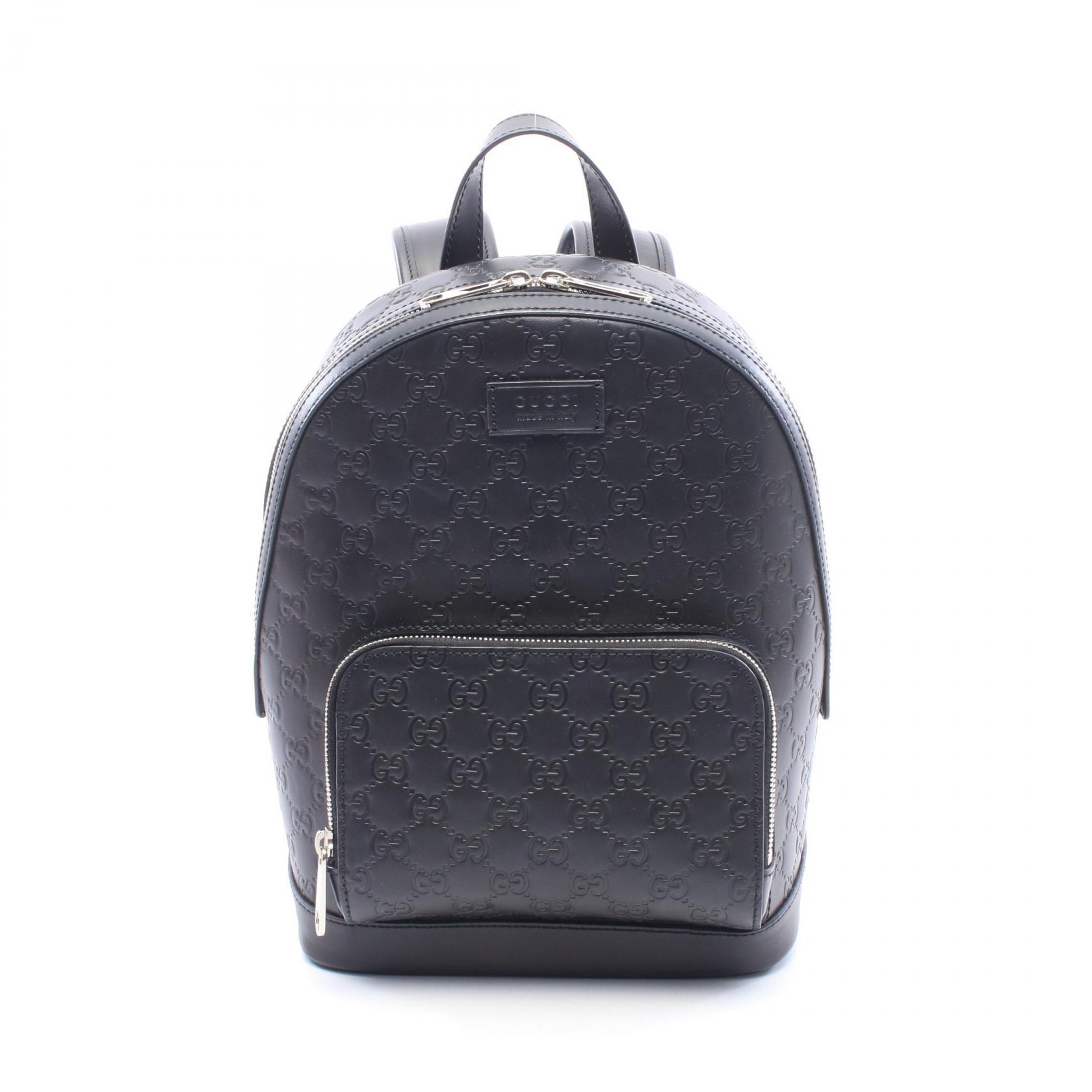 グッチ GUCCI グッチシマ リュックサック バックパック バッグ レザー レディース ブラック系 450967 【中古】