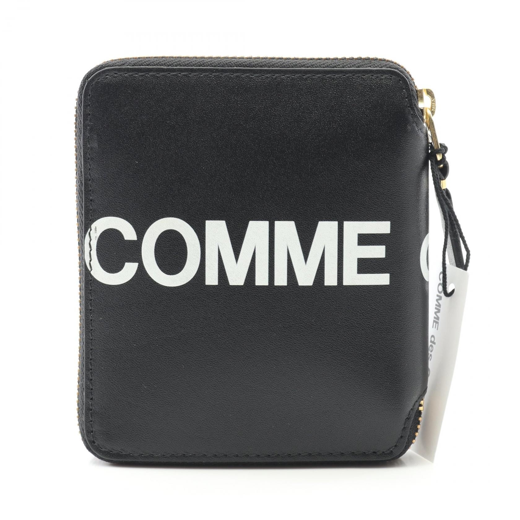 コムデギャルソン COMME des GARCONS HUGE LOGO ラウンド財布 財布 レザー メンズ レディース ブラック系 SA2100HL 【新品】