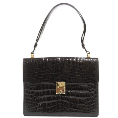 セリーヌ 2WAY クロコダイル ブラック ショルダー