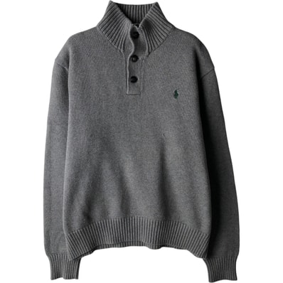 古着 ラルフローレン Ralph Lauren POLO RALPH LAUREN ハーフボタン コットンニットセーター メンズL相当/eaa619240