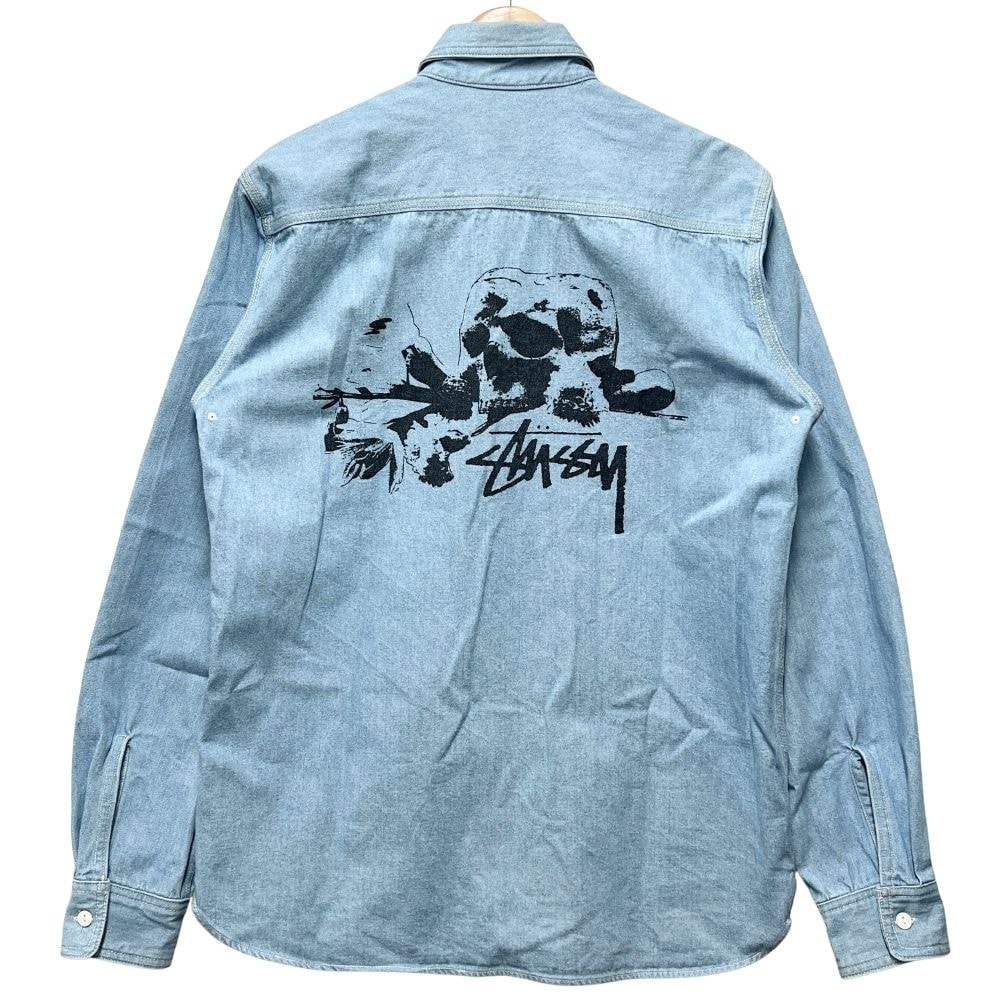 STUSSY ステューシー バック スカルプリント デニムシャツ 長袖 56632