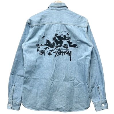 STUSSY ステューシー バック スカルプリント デニムシャツ 長袖 56632