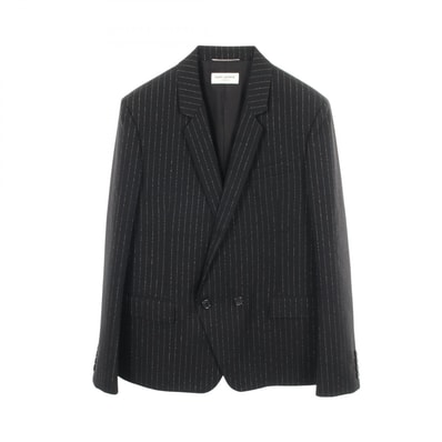 サンローランパリ SAINT LAURENT PARIS 1B ストライプ テーラードジャケット 衣料品 アウター ウール メンズ ブラック系 / ゴールド系 【中古】