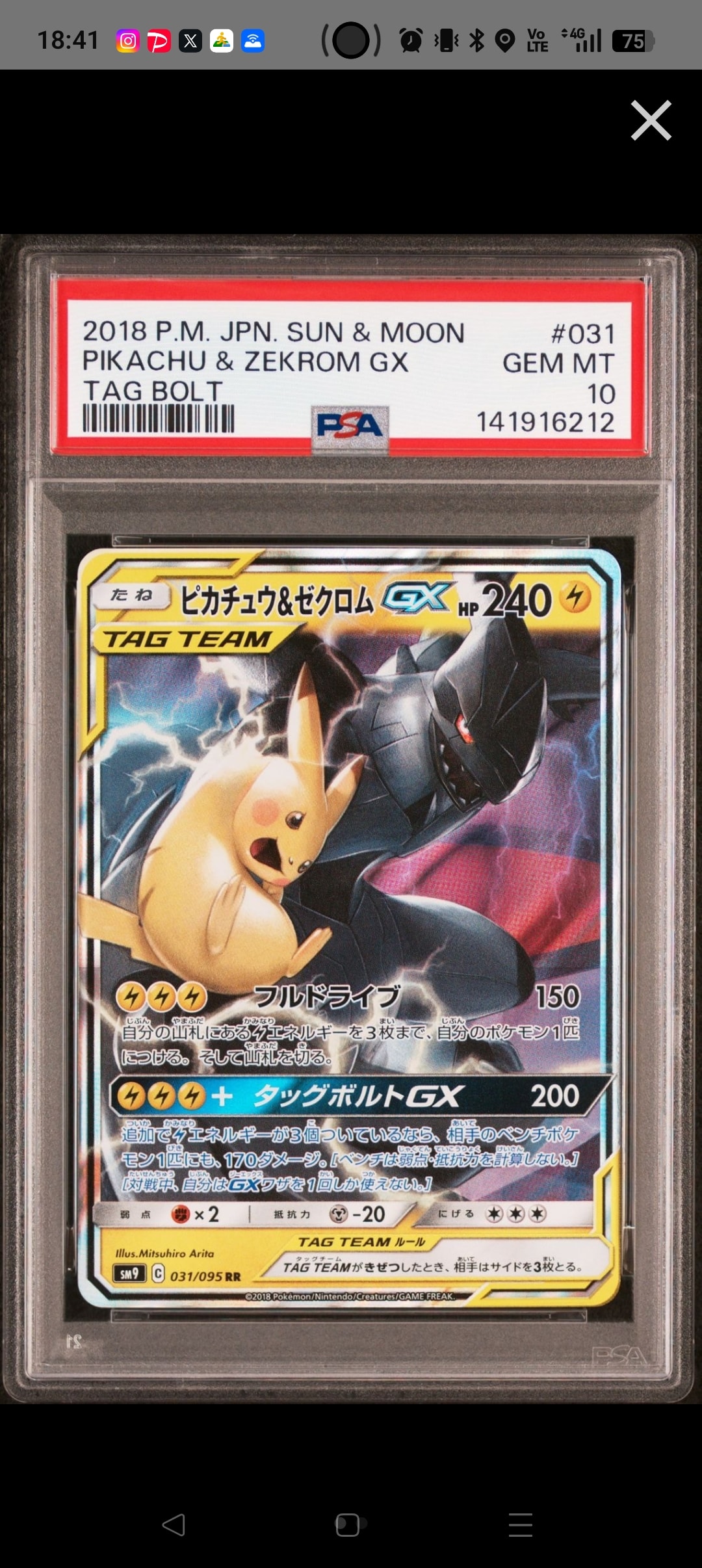 【PSA10】ピカチュウ&ゼクロムGX RR SM9 031/095タッグボルト PSA10】ピカチュウ&ゼクロムGX RR [SM9 031/095](拡張パック「タッグ