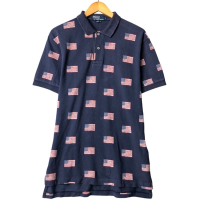 古着 ラルフローレン Ralph Lauren POLO by Ralph Lauren 星条旗柄 半袖 ポロシャツ メンズM相当/eaa582102
