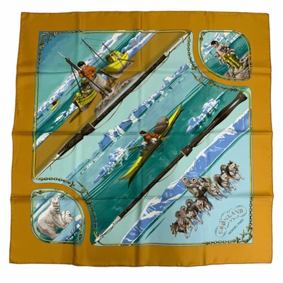 極美品 エルメス スカーフ GRONLAND グリーンランド イエロー系