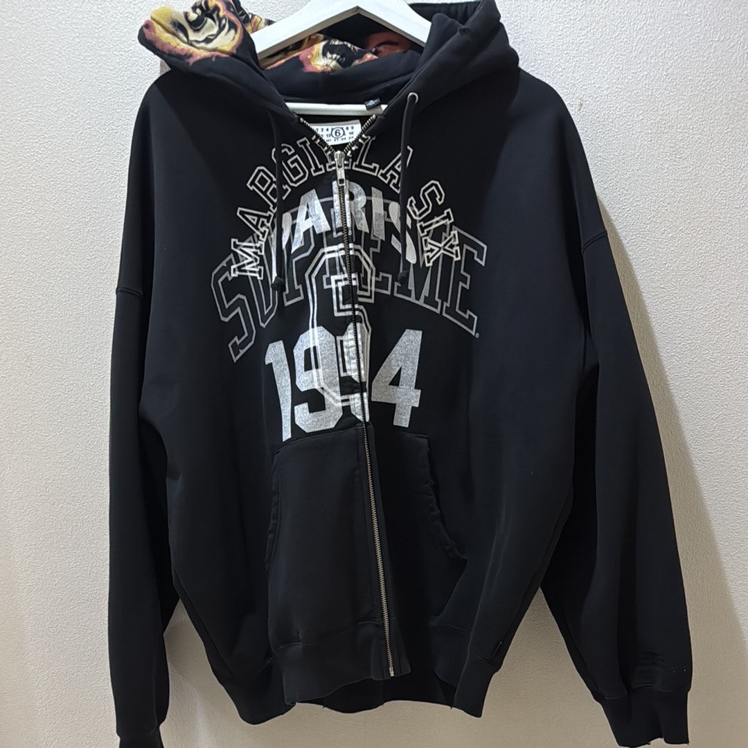 Supreme x MM6 Maison Margiela Zip Up Hooded Sweatshirt "Black"