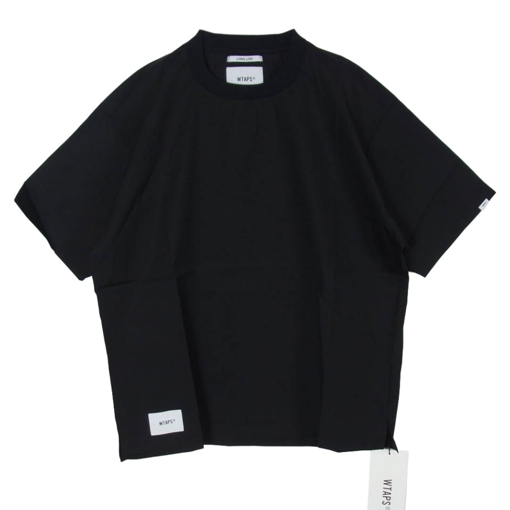 WTAPS ダブルタップス 22SS 221TQDT-SHM07 SMOC COTTON BROADCLOTH バック ロゴ スモック ブロードクロス コットン ナイロン 半袖 Tシャツ X03 ブラック系 3【新古品】【未使用】【中古】