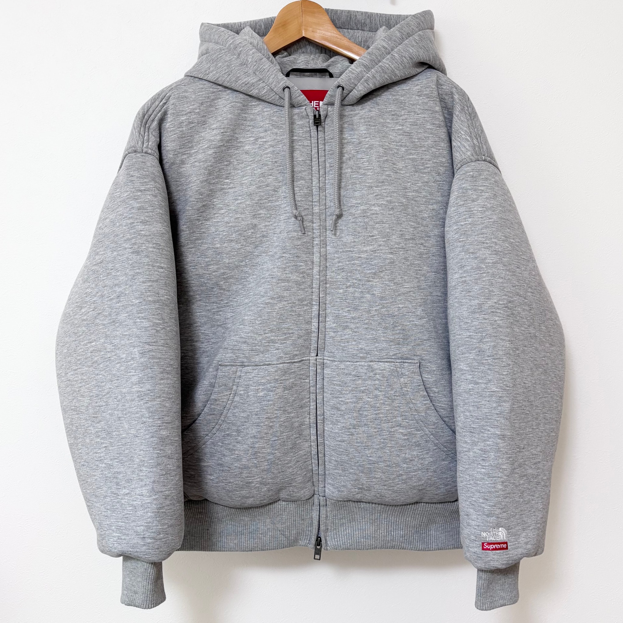 Supreme x The North Face Down Filled Zip Up Hooded Sweatshirt "Heather Grey"