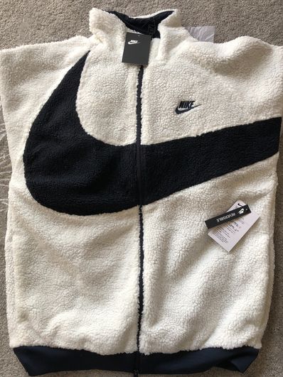 Nike Big Swoosh Reversible Boa Jacket "Sail/Dark Obsidian"