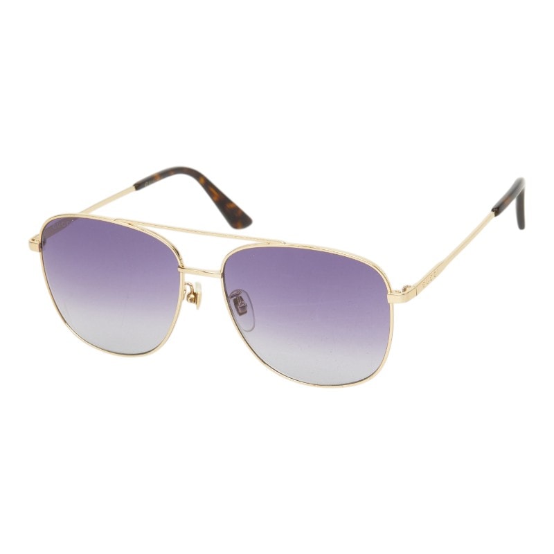 グッチ ダブルブリッジ パイロットレンズ サングラス アイウェア ティアドロップ型 GG0410SK ゴールド メタル メンズ GUCCI 中古