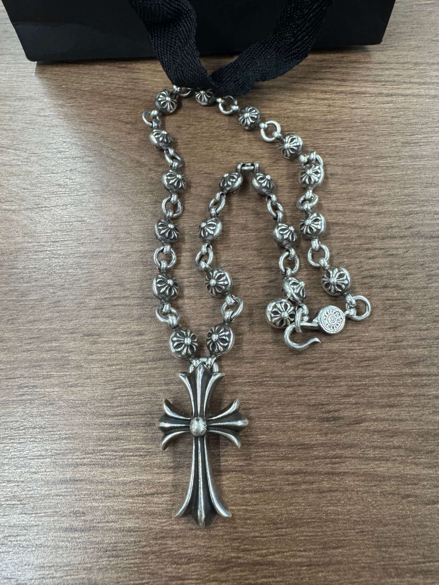 Chrome Hearts #1 Cross Ball Necklace / CH Cross 50cm "Silver"