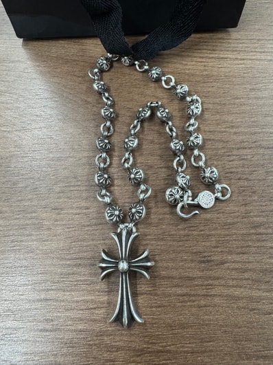 Chrome Hearts #1 Cross Ball Necklace / CH Cross 50cm "Silver"