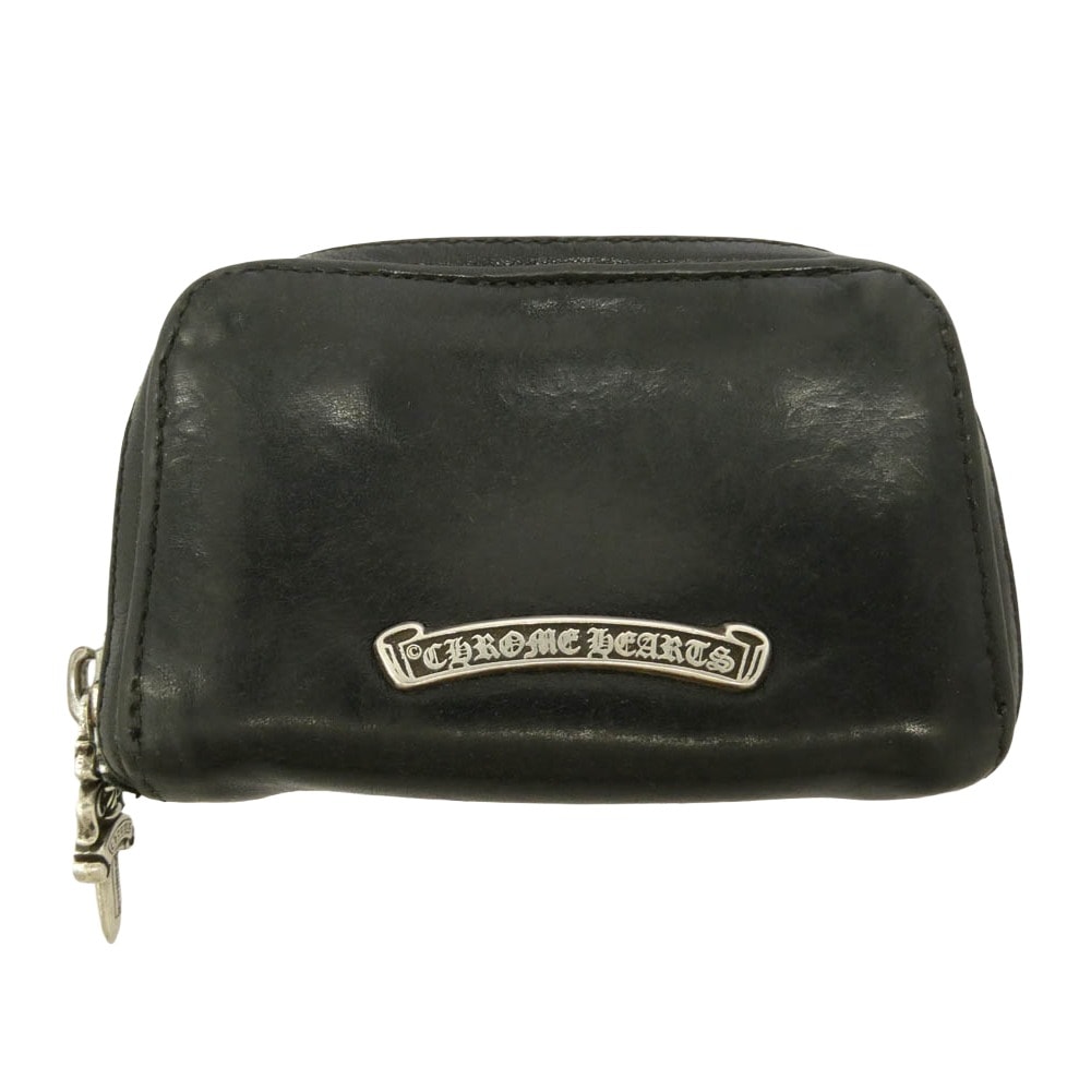 CHROME HEARTS クロムハーツ(原本有) COIN CASE コインケース ダガーラウンドジップ レザー ブラック系【中古】