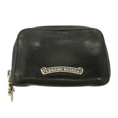 CHROME HEARTS クロムハーツ(原本有) COIN CASE コインケース ダガーラウンドジップ レザー ブラック系【中古】