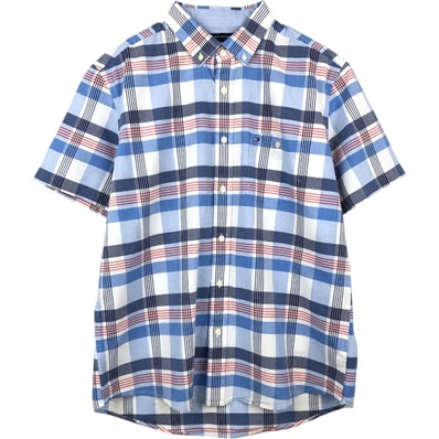 古着 トミーヒルフィガー TOMMY HILFIGER CLASSIC FIT 半袖 ボタンダウン チェックシャツ メンズL相当/eaa668720