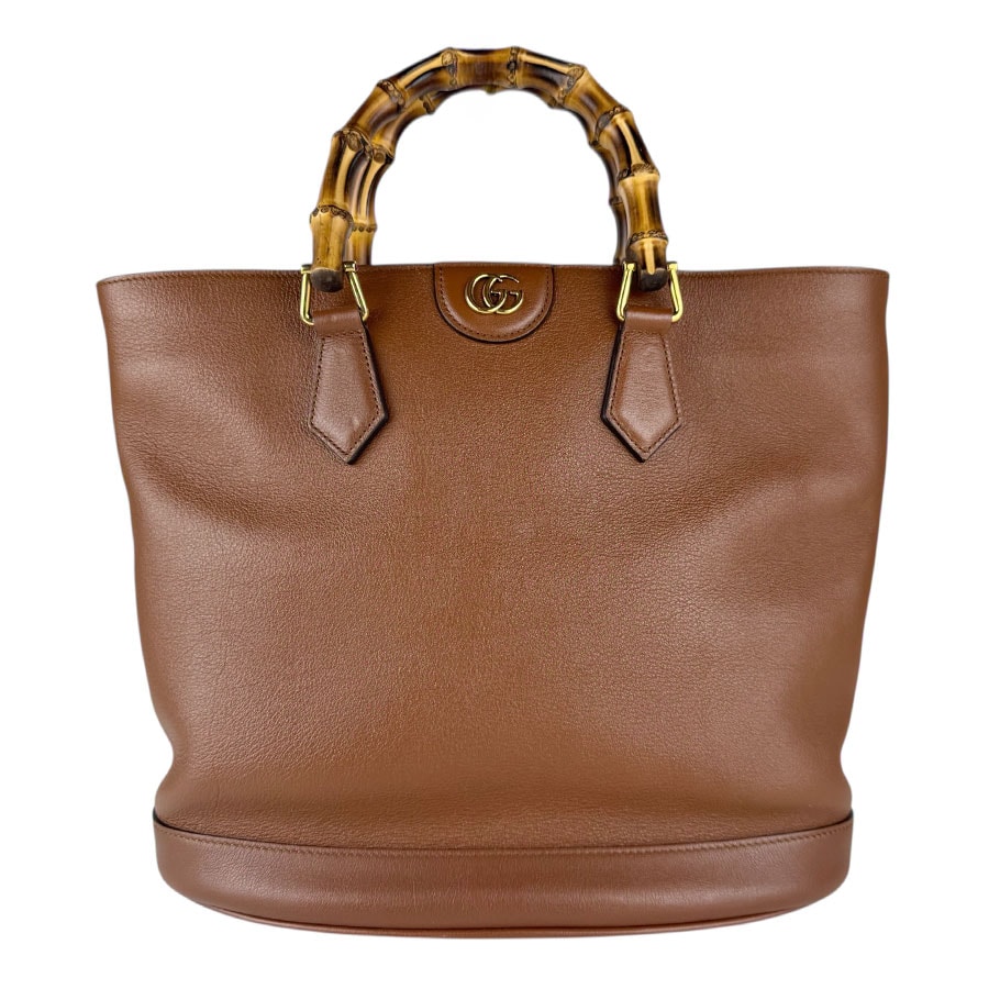 グッチ GUCCI ハンドバッグ ショルダーバッグ バンブー ダイアナ レザー ブラウン レディース 750394【中古】 z9072