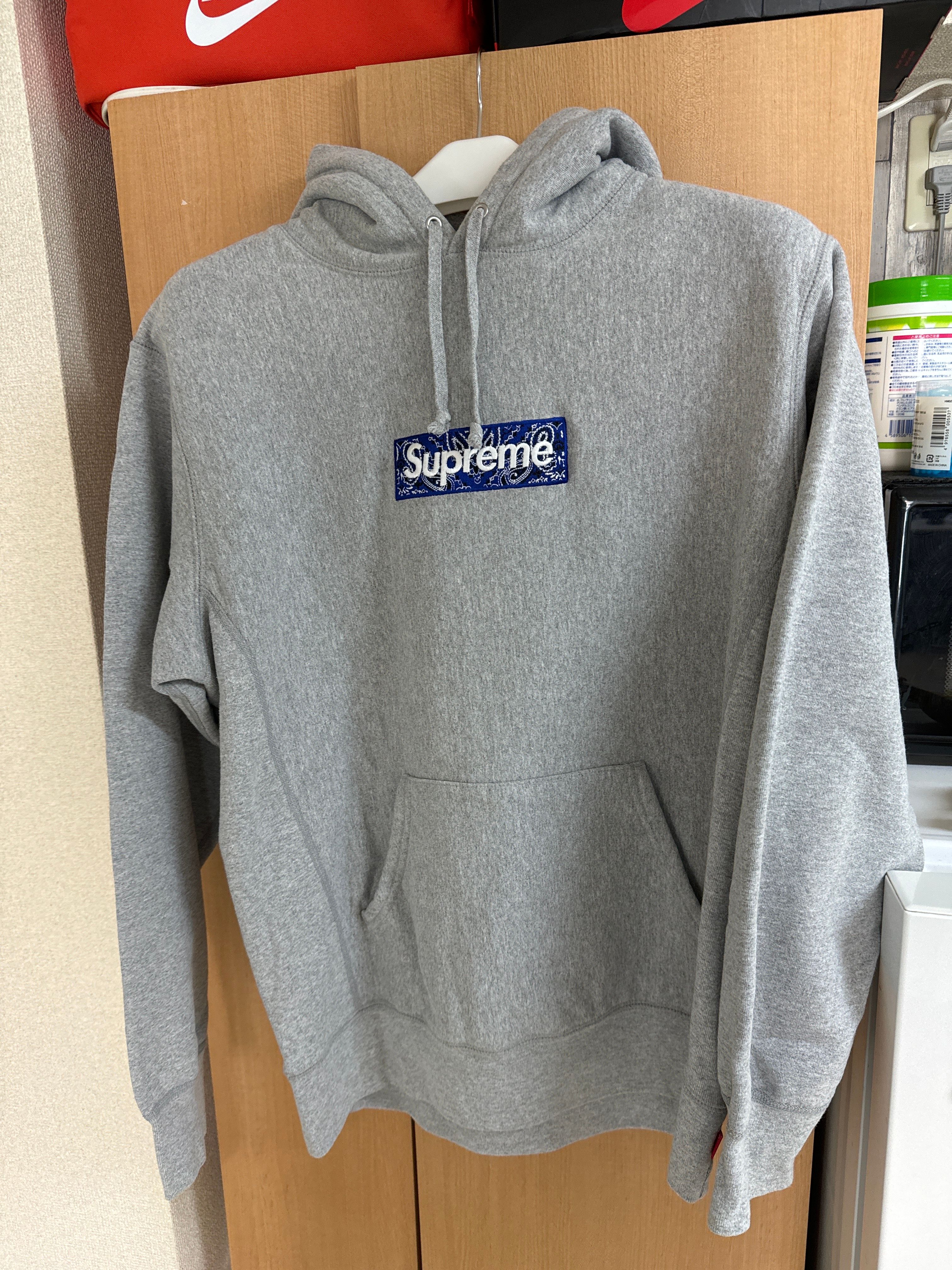 Supreme Bandana Box Logo Hooded Sweatshirt "Grey"