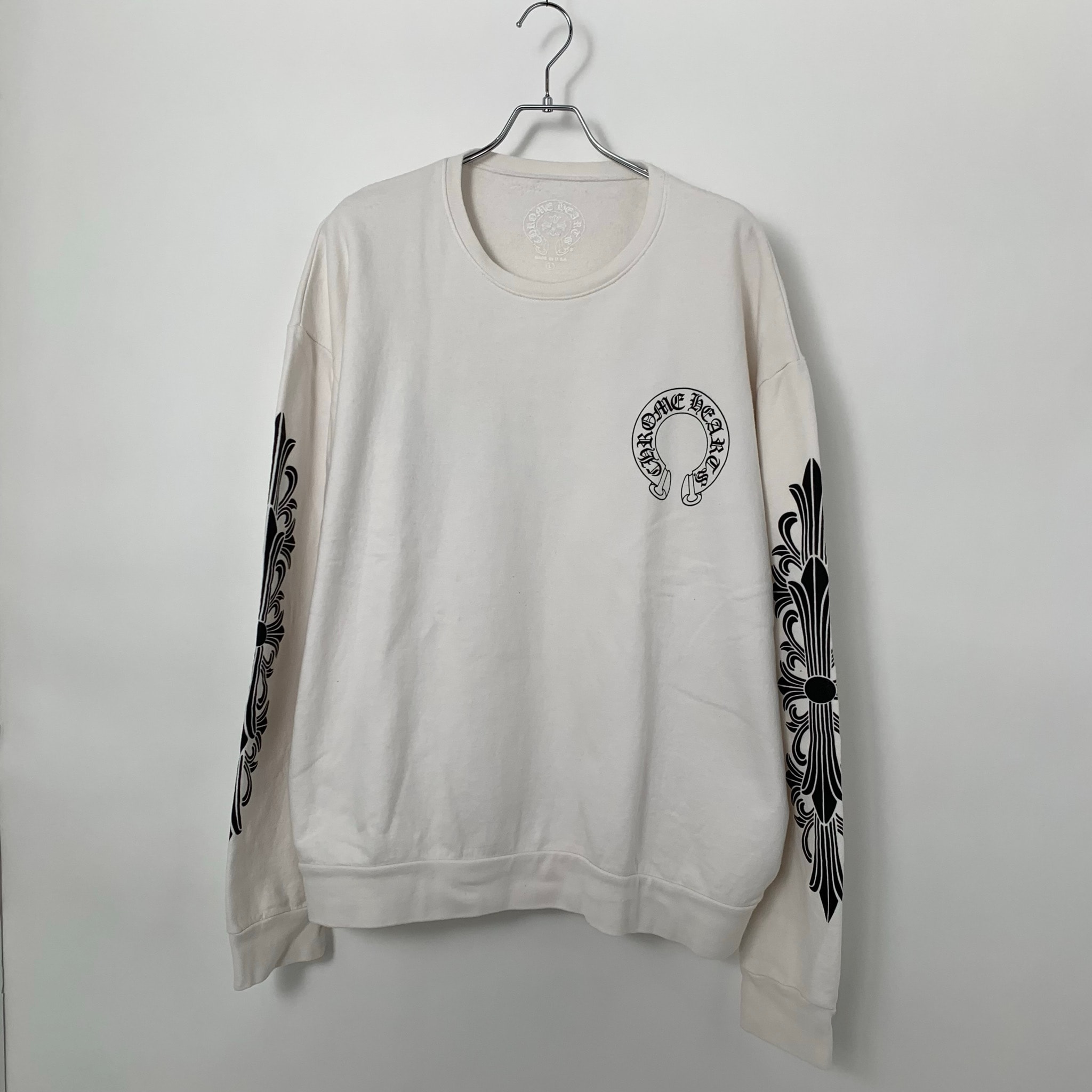 Chrome Hearts Floral Cross Horseshoe Back Print Sweatshirt "White"