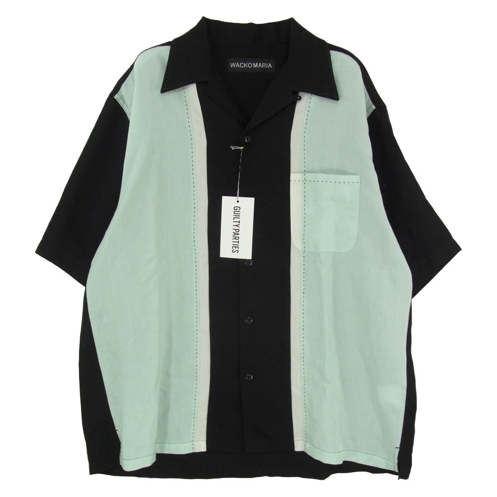 WACKO MARIA ワコマリア 26SS 26SS-WMS-OC02 SWITCHING SHIRT S/S TYPE-1 スウィッチング 半袖オープンカラーシャツ グリーン系 M【極上美品】【中古】