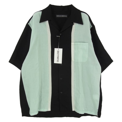 WACKO MARIA ワコマリア 26SS 26SS-WMS-OC02 SWITCHING SHIRT S/S TYPE-1 スウィッチング 半袖オープンカラーシャツ グリーン系 M【極上美品】【中古】
