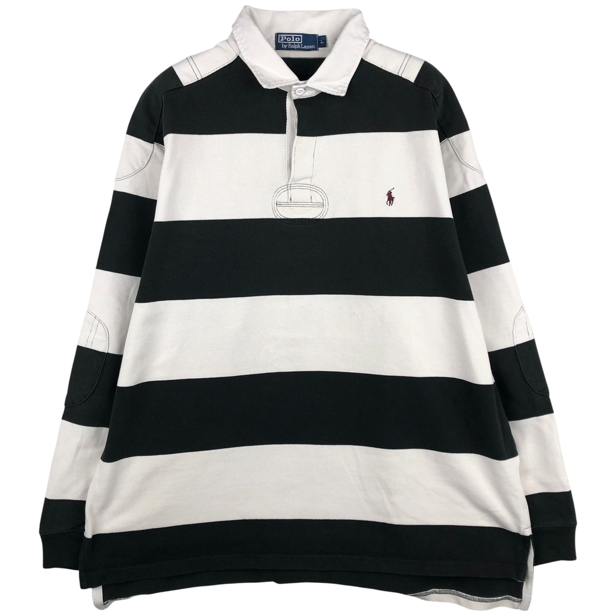 古着 ラルフローレン Ralph Lauren POLO by Ralph Lauren ボーダー柄 長袖 ラガーシャツ メンズL相当/eaa597695