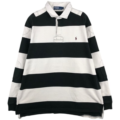 古着 ラルフローレン Ralph Lauren POLO by Ralph Lauren ボーダー柄 長袖 ラガーシャツ メンズL相当/eaa597695