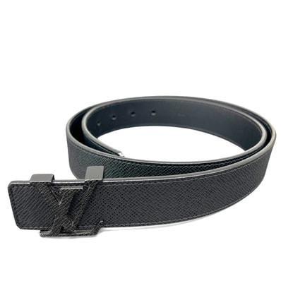 LOUIS VUITTON 美品 ルイヴィトン サンチュール LV イニシャル タイガ ベルト M6897 レザー CA1052 ブラック 95/38 メンズ ヴィトン ABランク 中古 鑑定済 ヴィトンベルト