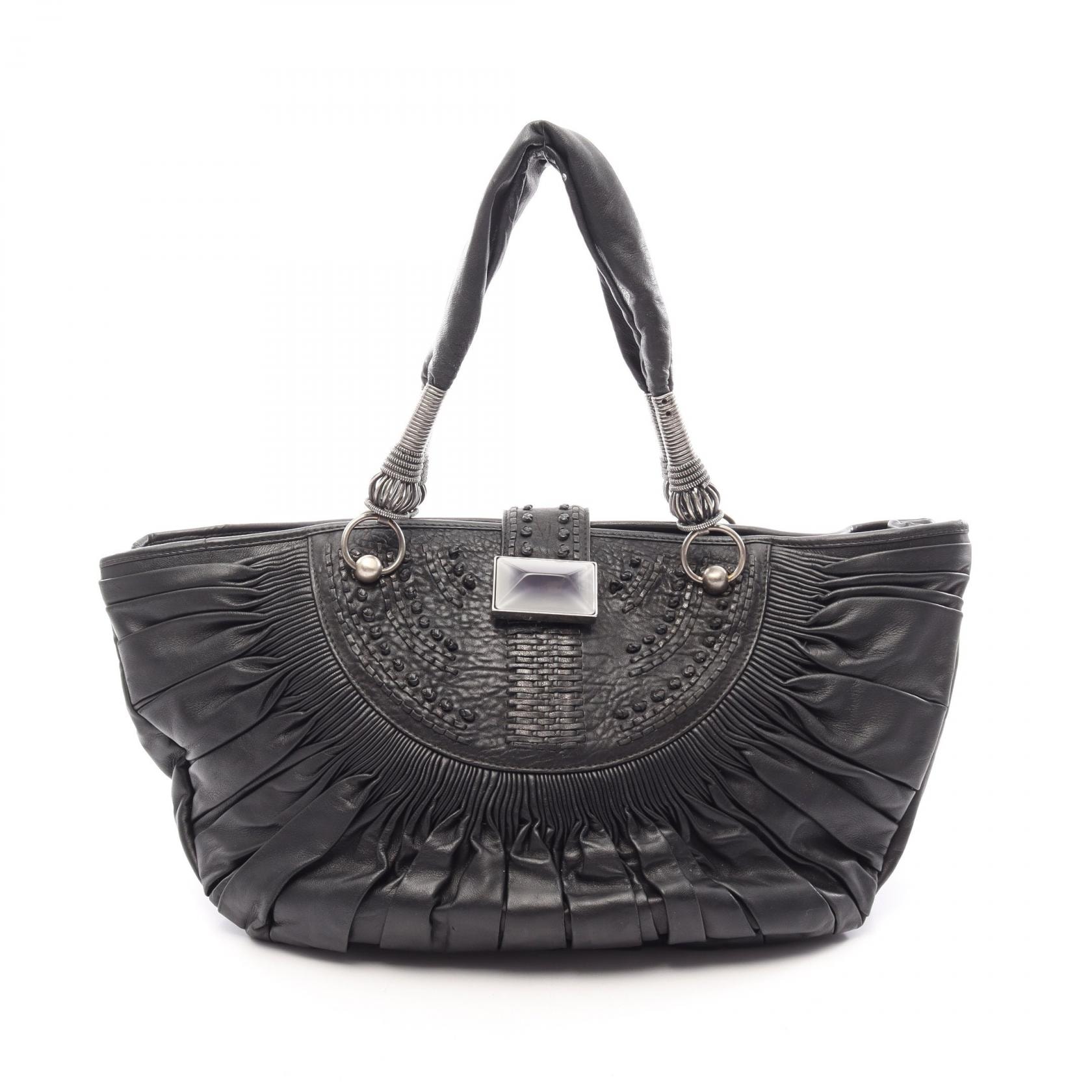 ディオール Dior プリッセ ギャザー トートバッグ バッグ レザー レディース ブラック系 【中古】