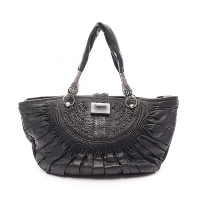 ディオール Dior プリッセ ギャザー トートバッグ バッグ レザー レディース ブラック系 【中古】