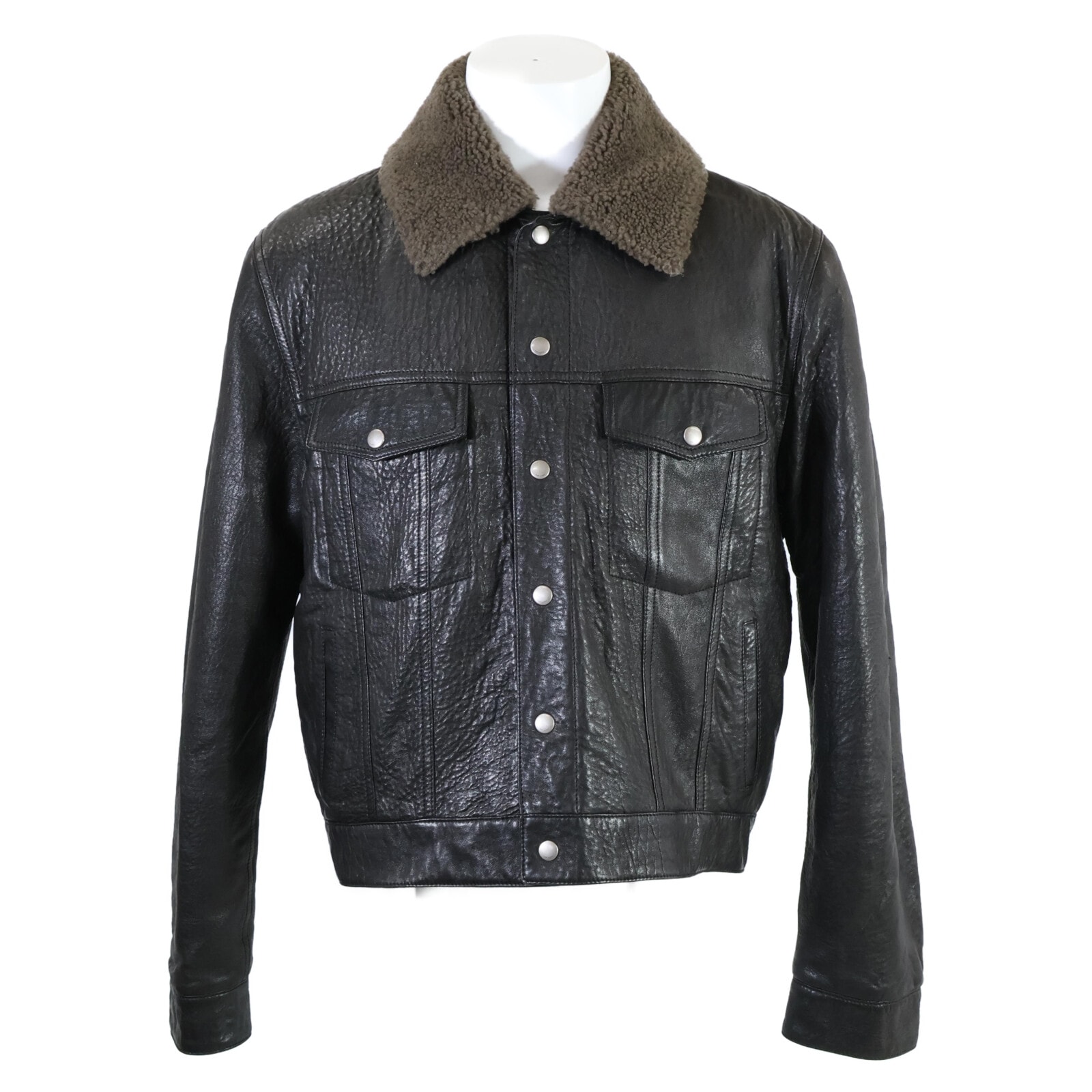 サンローランパリ 国内正規 24AW ラムレザー シアリング ムートン 46