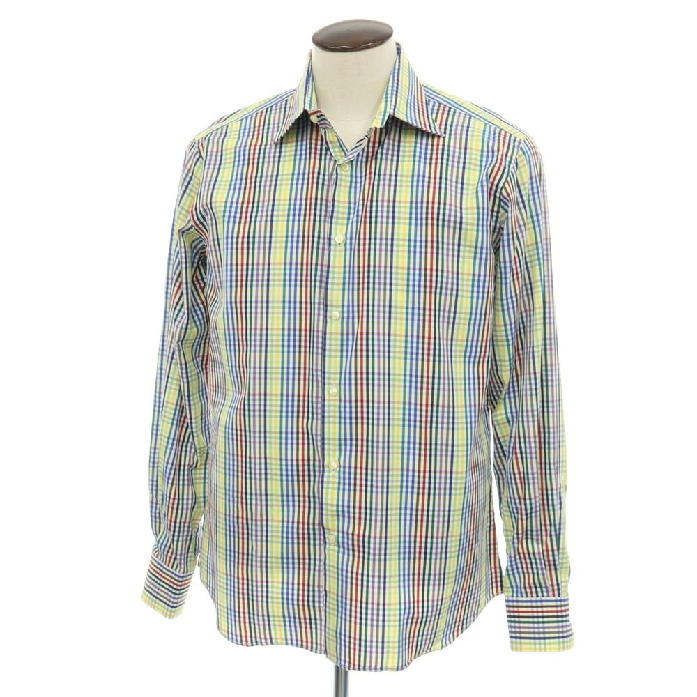 【中古】エトロ ETRO コットン チェック レギュラーカラー カジュアルシャツ マルチカラー【サイズ41】【メンズ】