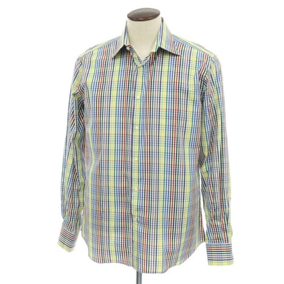 【中古】エトロ ETRO コットン チェック レギュラーカラー カジュアルシャツ マルチカラー【サイズ41】【メンズ】